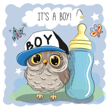 Sevimli çizgi baykuş çocuk