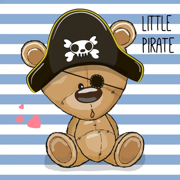 Schattige cartoon dragen in een pirate hat — Stockvector