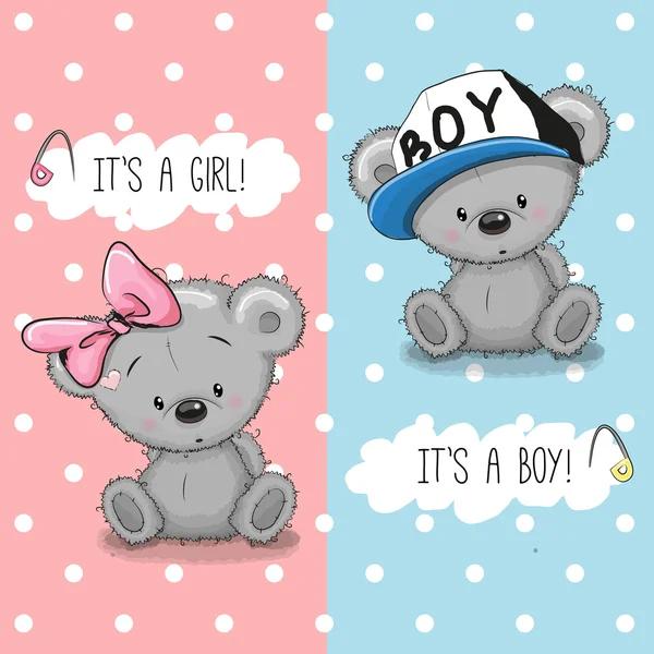 玩具熊男孩和女孩 — 图库矢量图片