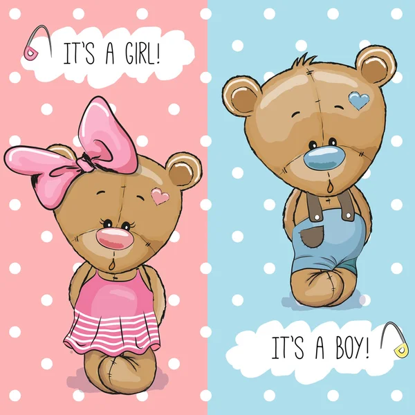 Osos de peluche niño y niña — Vector de stock