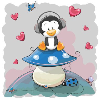 sevimli çizgi penguen