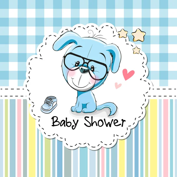 Tarjeta de felicitación de ducha de bebé con cachorro — Archivo Imágenes Vectoriales