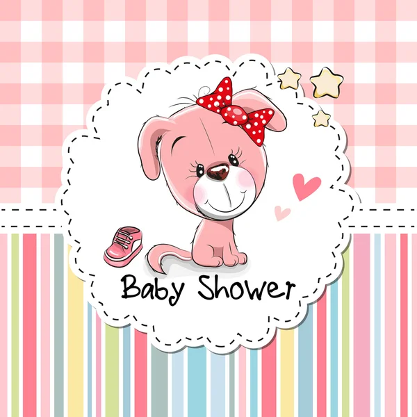 Biglietto di auguri Baby Shower con cucciolo — Vettoriale Stock