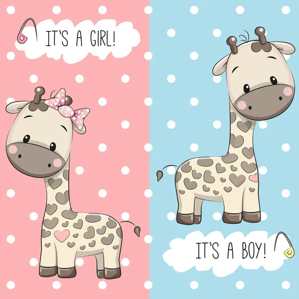 Girafes garçon et fille — Image vectorielle
