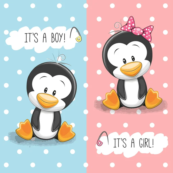 Pinguins menino e menina — Vetor de Stock