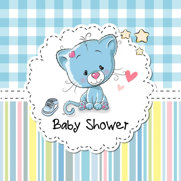 Biglietto di auguri Baby Shower con gattino — Vettoriale Stock