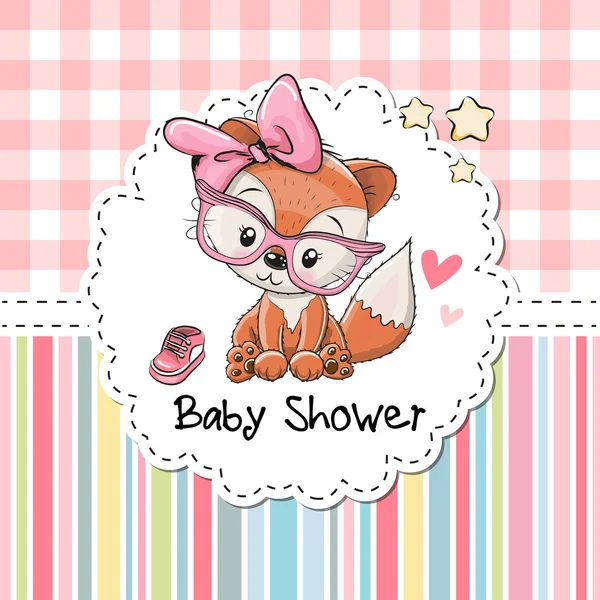 Baby-Dusche-Grußkarte mit Fuchs — Stockvektor