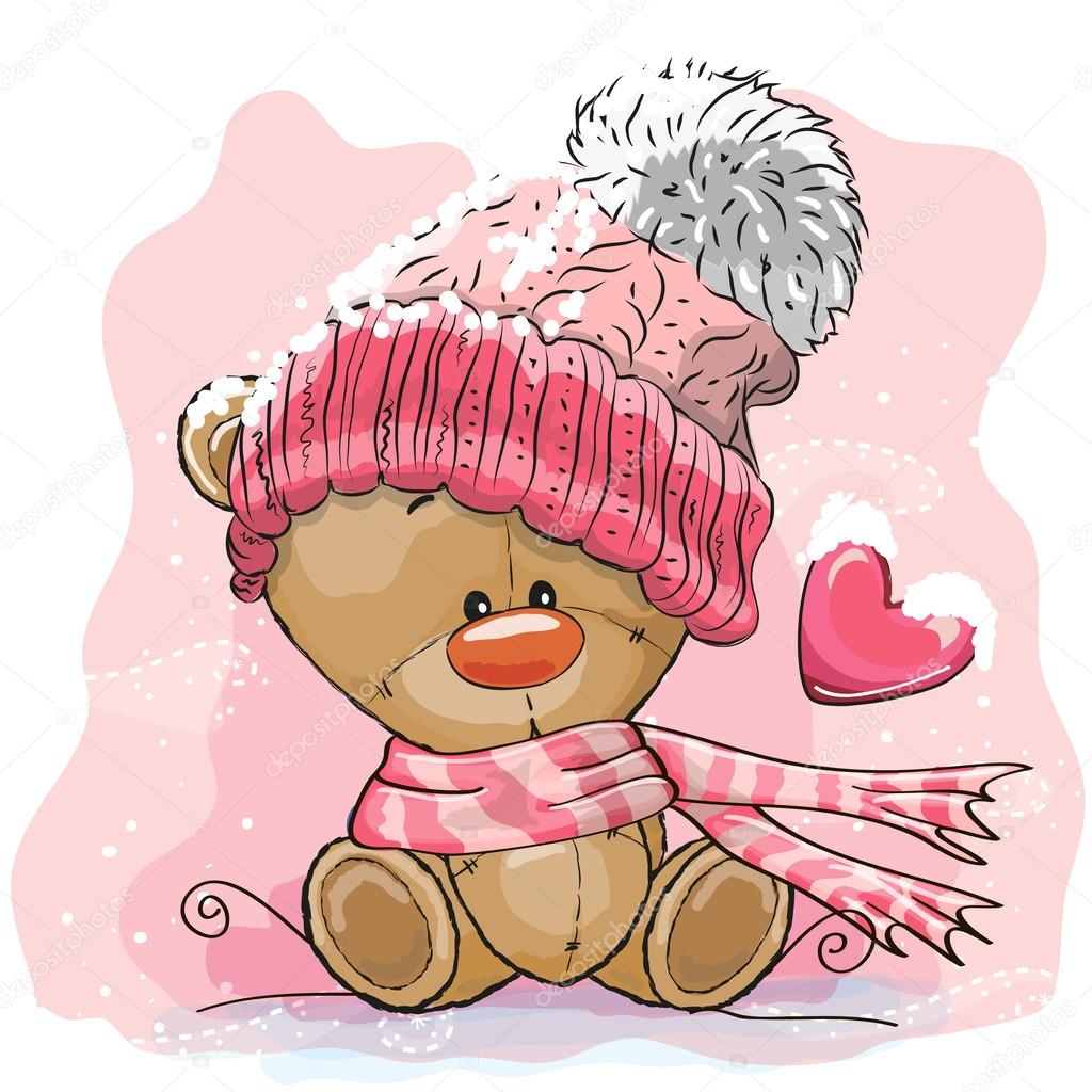 Teddy Bear in a knitted cap