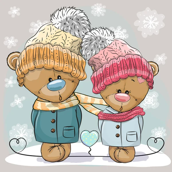 Teddy Bear menino e menina — Vetor de Stock