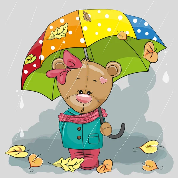 Carino orso cartone animato con — Vettoriale Stock