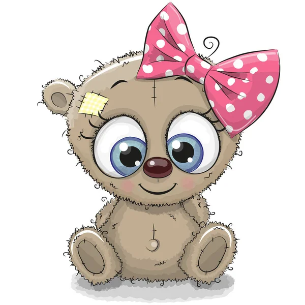 可爱的卡通泰迪熊的女孩 — 图库矢量图片