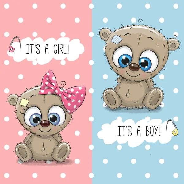 Teddy Bears menino e menina — Vetor de Stock