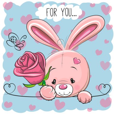 Karikatür tavşan çiçek