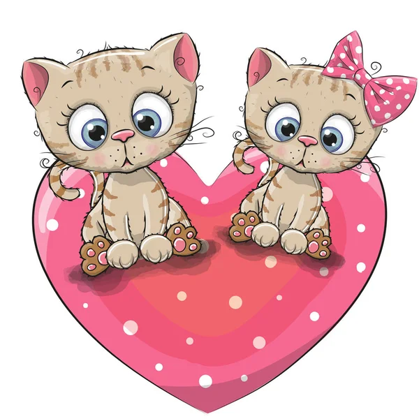 Two Cute Cartoon Kittens — Stock Vector
