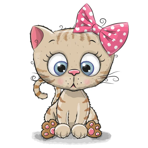 可爱的卡通小猫女孩 — 图库矢量图片