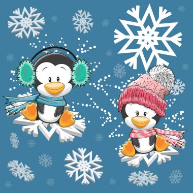 İki sevimli penguenler