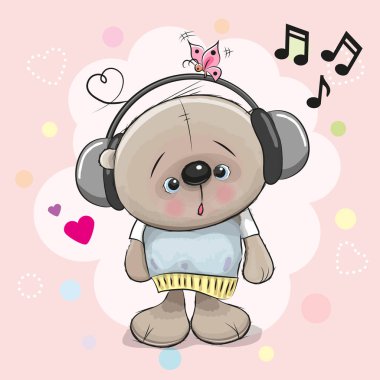 oyuncak ayı ile kulaklıklar