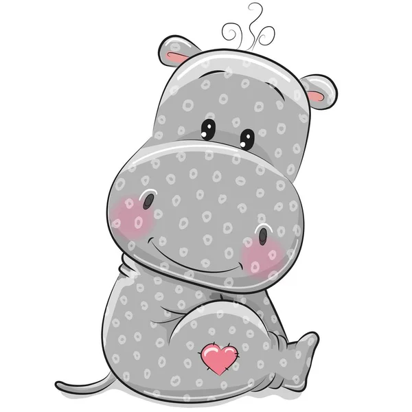 Mignon dessin animé Hippo — Image vectorielle