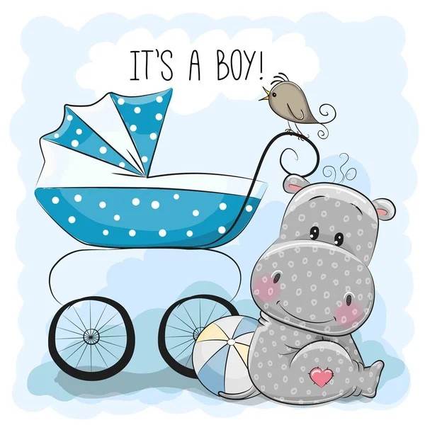 Chariot bébé et hippopotame — Image vectorielle