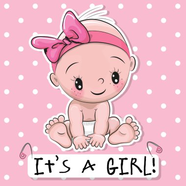 Greeting card it is a girl with baby clipart