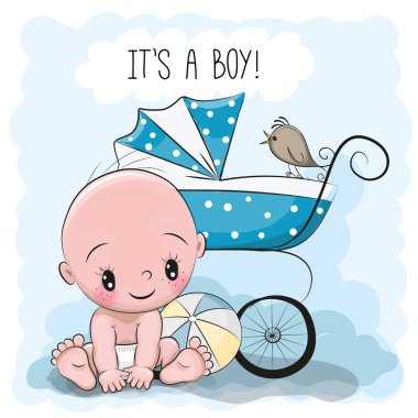 Greeting card it is a boy with baby clipart