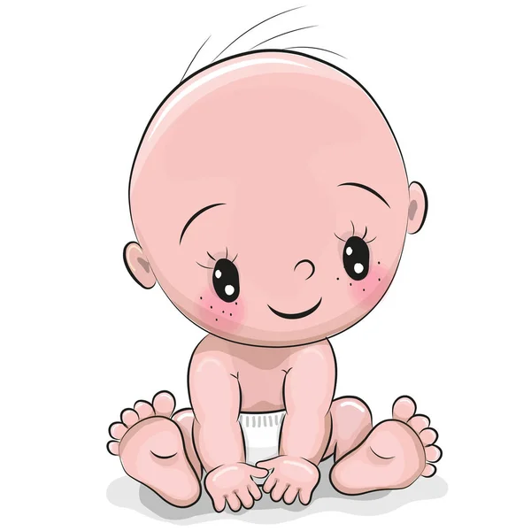 Bonito desenho animado bebê menino —  Vetores de Stock