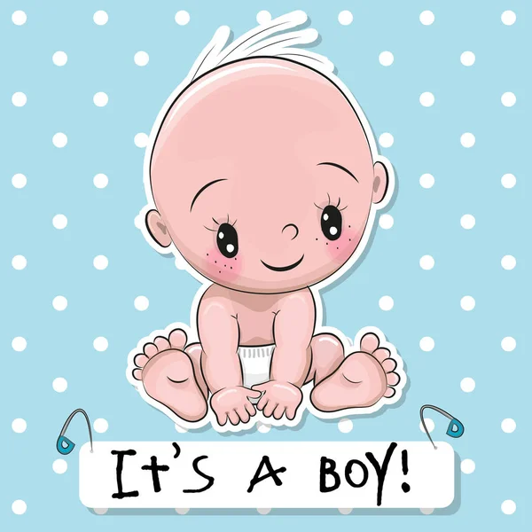 Greeting card it is a boy with baby — Stock Vector