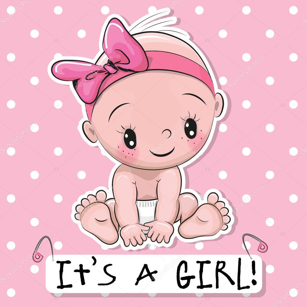 Greeting card it is a girl with baby