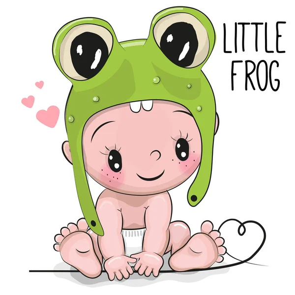 Милий мультяшний хлопчик у жаб'ячому капелюсі — стоковий вектор