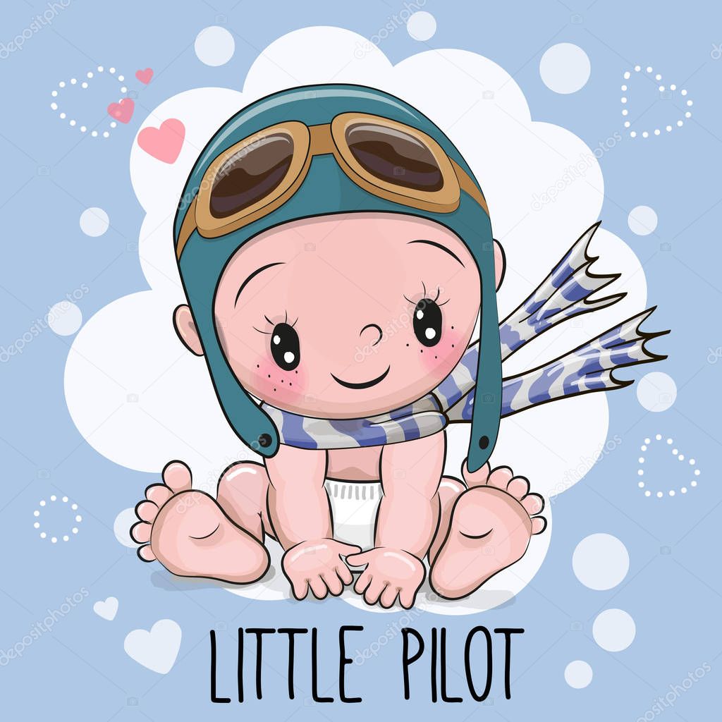 Baby boy in a pilot hat