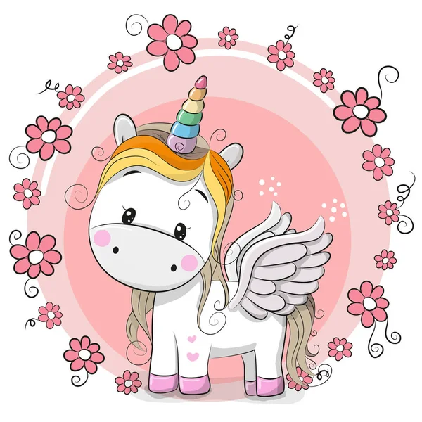 Lindo unicornio de dibujos animados — Vector de stock