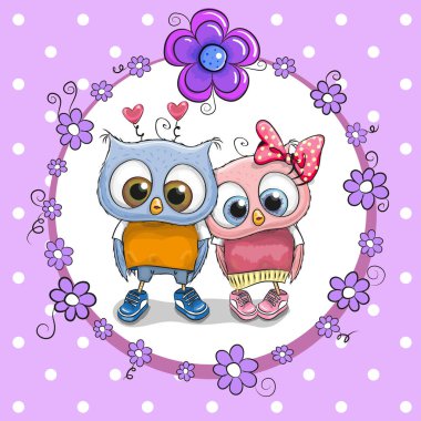 İki sevimli çizgi film baykuşlar