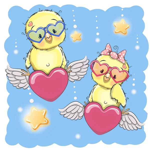 Cute Lovers Poulets — Image vectorielle