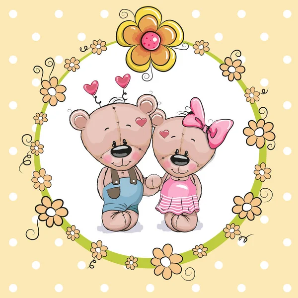 Two cute Cartoon Bears — Stock Vector
