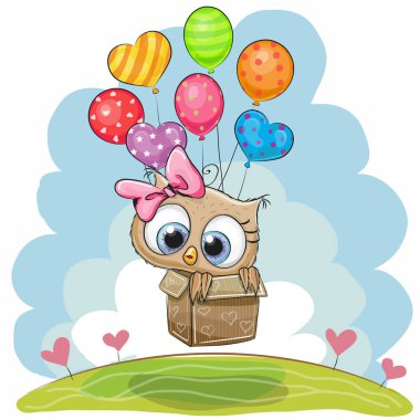 Balonlar ile şirin baykuş