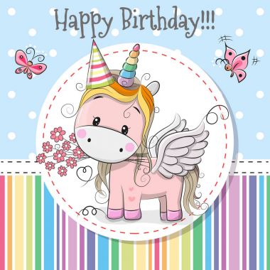 Tebrik kartı şirin tek boynuzlu at