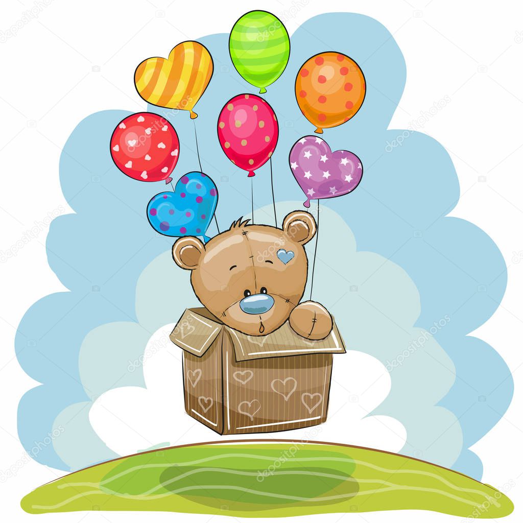 Cute Teddy Bear with balloons