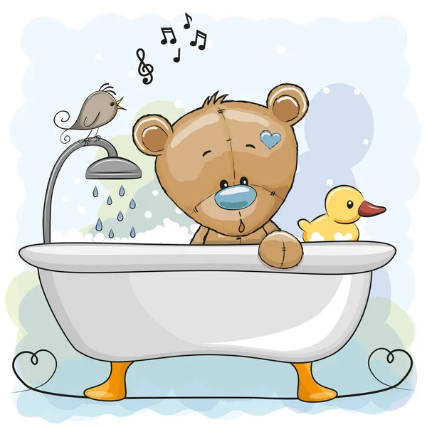 Bear in the bathroom — Stock Vector