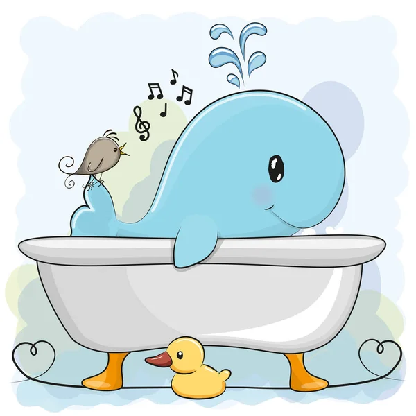 Ballena en el baño — Vector de stock