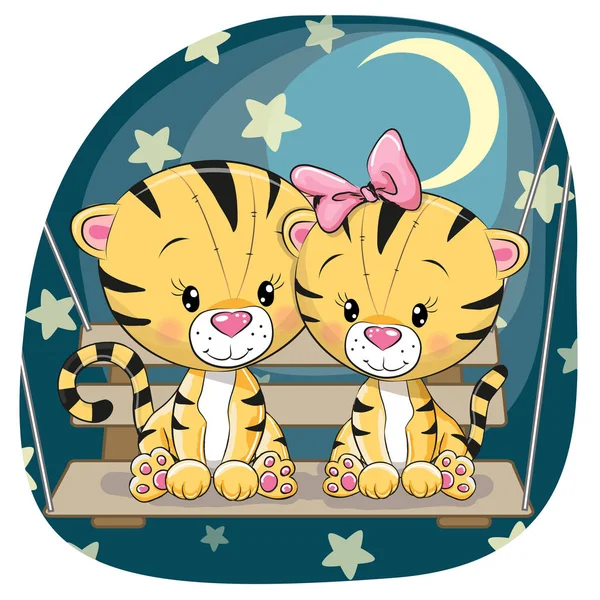 Valentinskarte mit verliebten Tigern — Stockvektor