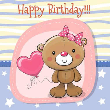 Balon ile şirin oyuncak ayı kız