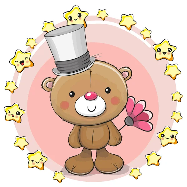 Вітальна листівка Ведмідь з зірками — стоковий вектор