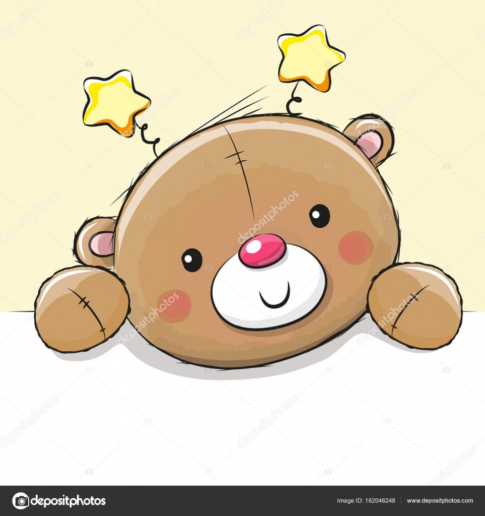 Tenero orsacchiotto disegno su sfondo giallo — Vettoriali di Reginast777