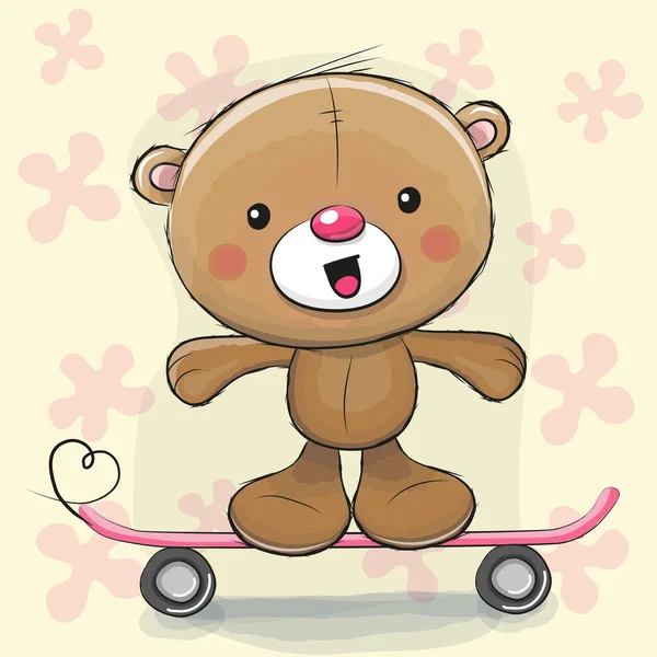 Urso bonito com skate —  Vetores de Stock