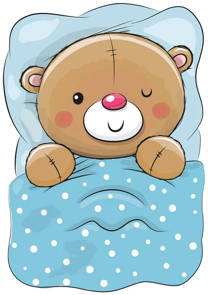 Cute Cartoon slapen teddybeer — Stockvector