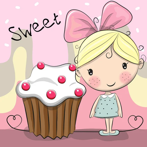 Kek ile şirin kız tebrik kartı