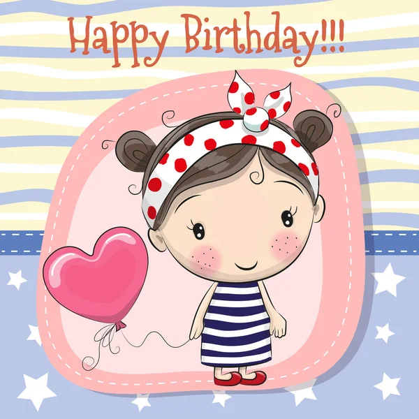 Sevimli çizgi film kız balonu ile