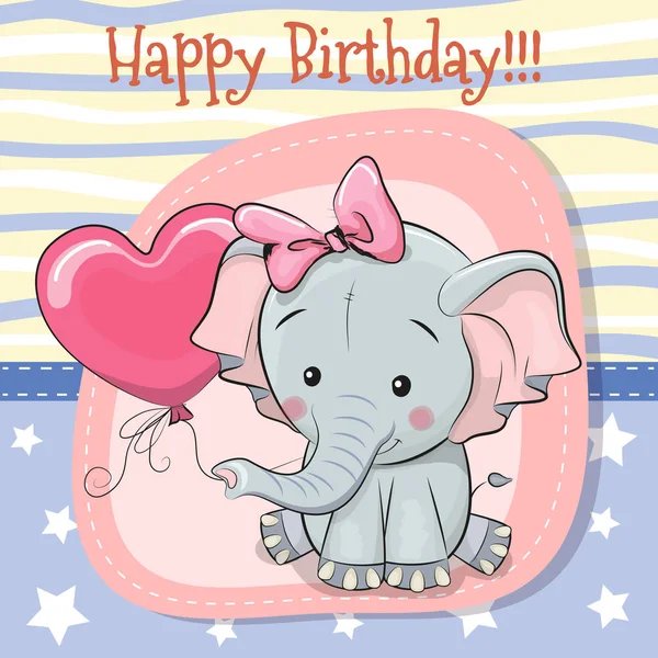 Schattige Cartoon olifant met ballon — Stockvector