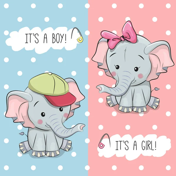 Bebek duş tebrik kartı Filler ile — Stok Vektör