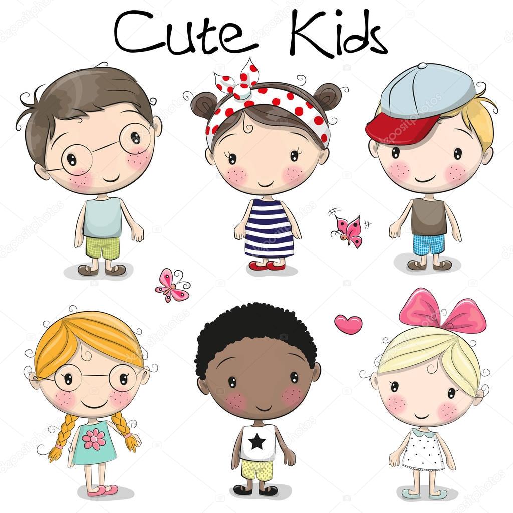 Cute cartoon girls and boys